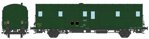REE Modeles VB-330 - French SNCF OCEM 32 Luggage Van, 306 green, 2 Alu made lanterns, 1500V cable South-East SNCF Era II